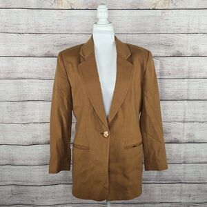 Vintage Henri Bendel Wool Cashmere Blazer Italy Office Size 8 Brown